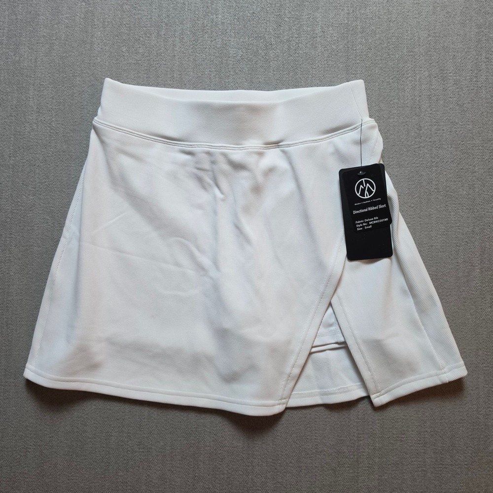 Move Theology Skort Women S White Directional Ribbed Athletic Skirt MCBW2381MI